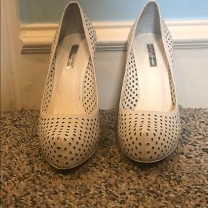 BCBGeneration Polka White Stiletto Platform Heels